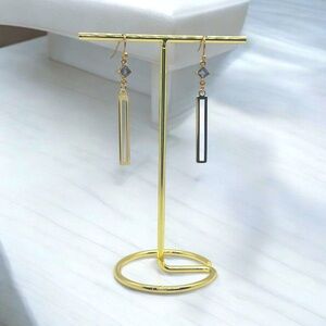 Elegant Violet & Gold Droplet Earrings - Handmade
